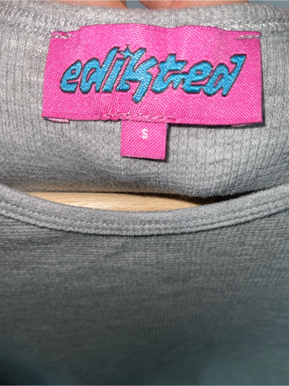 Edikted Sab Waffle Knit Long Sleeve Top - Gray Melange - Picture 4 of 4